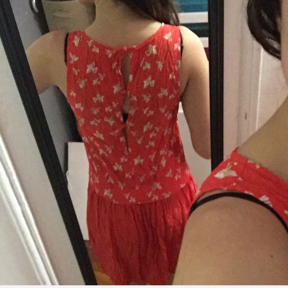 👑 orange coral sparrow bird drop waist dress fly free - Picture 7 of 8